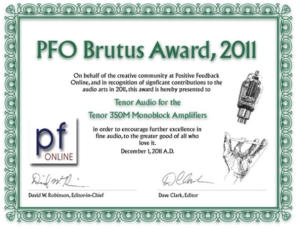PFO Tenor 350M Brutus Award 2011
